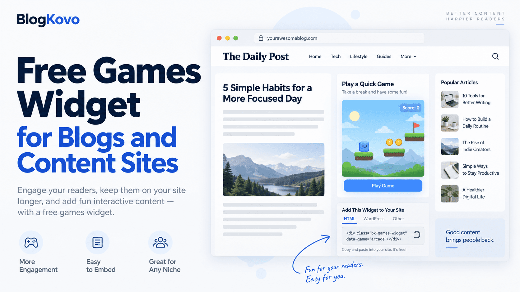 Free Games Widget for Blogs and Content Sites