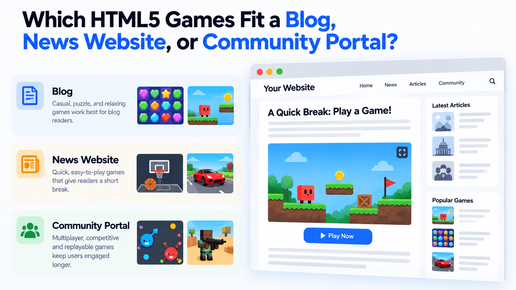 Which HTML5 Games Fit a Blog, News Website, or Community Portal?