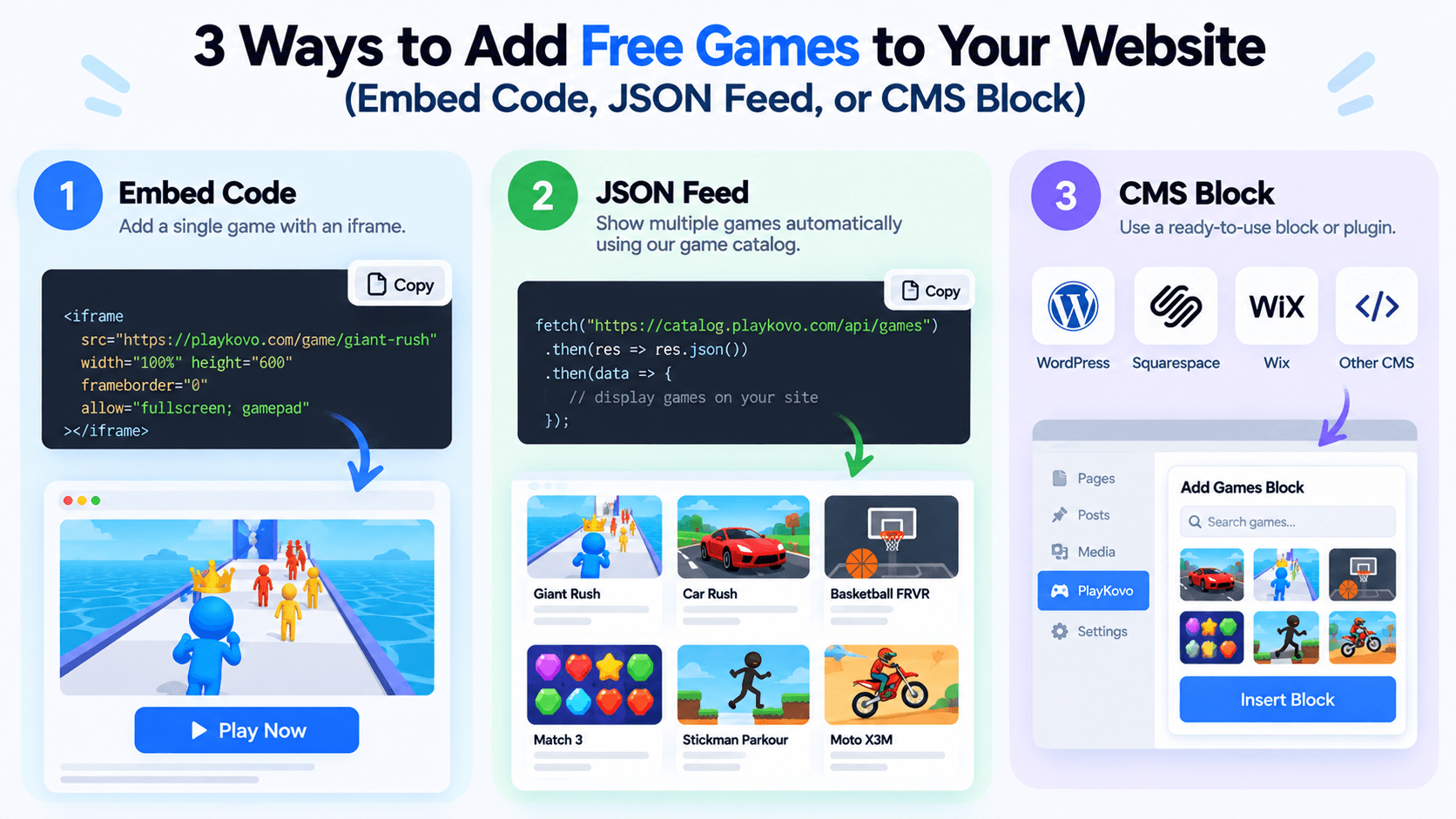 3 Ways to Add Free Games to Your Website (Embed Code, JSON Feed, or CMS Block)