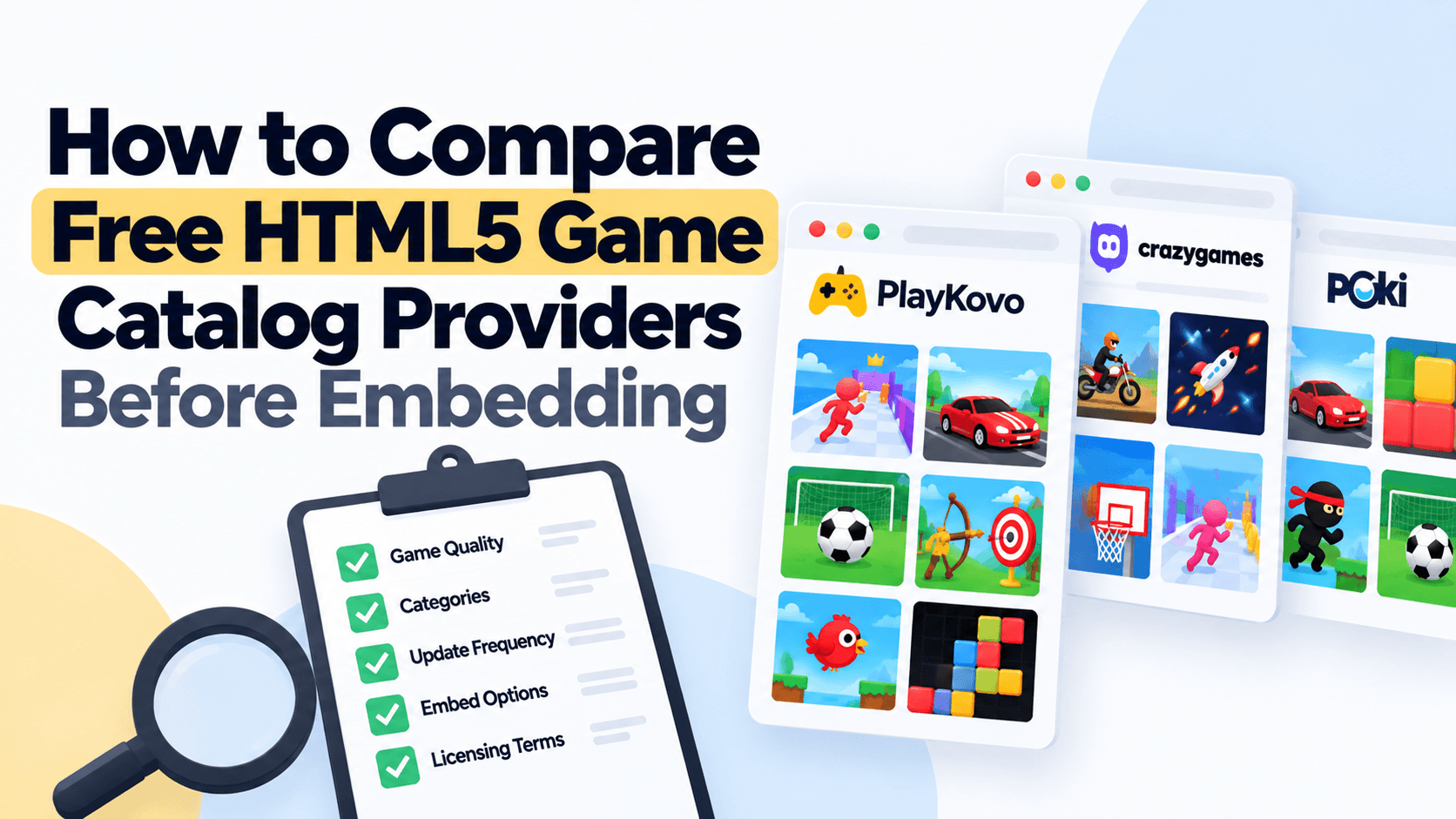 How to Compare Free HTML5 Game Catalog Providers Before Embedding